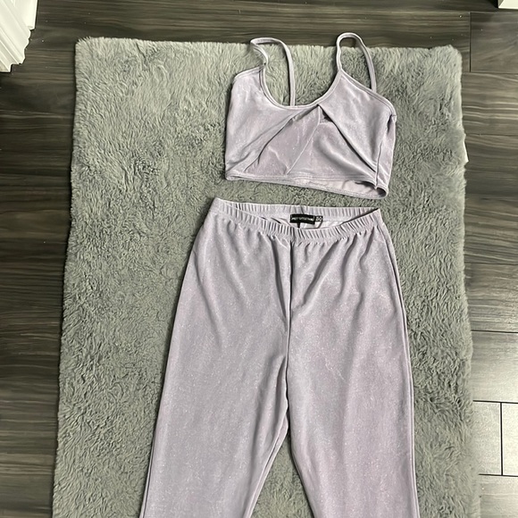 Pretty Little Thing Shape Lilac Wide Leg Pant Set - Picture 1 of 2